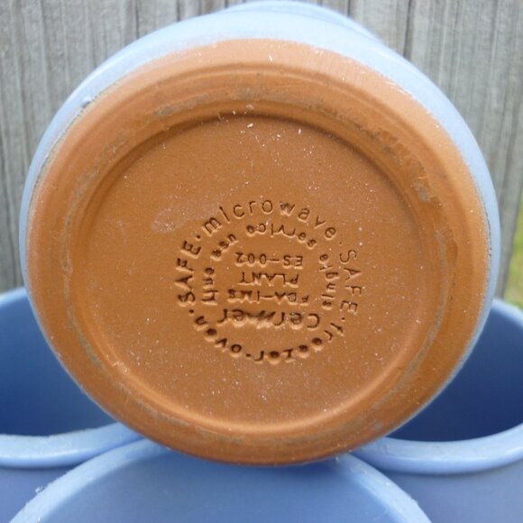 LA FERMIERE Terra Cotta Cups / Pots PERIWINKLE BLUE - Picture 2 of 3